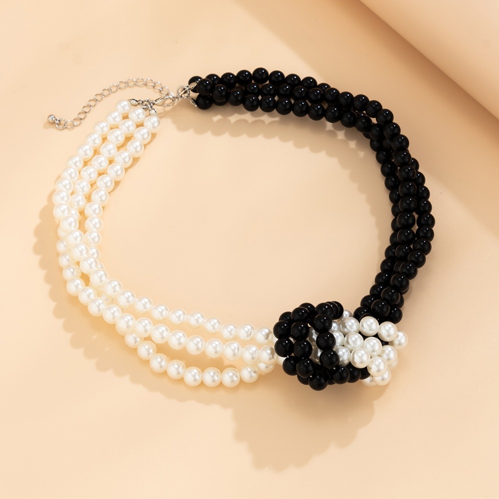 Mode Retro Zwart Wit Stiksel K - Pearl Choker Necklace Vintage recensie en prijs