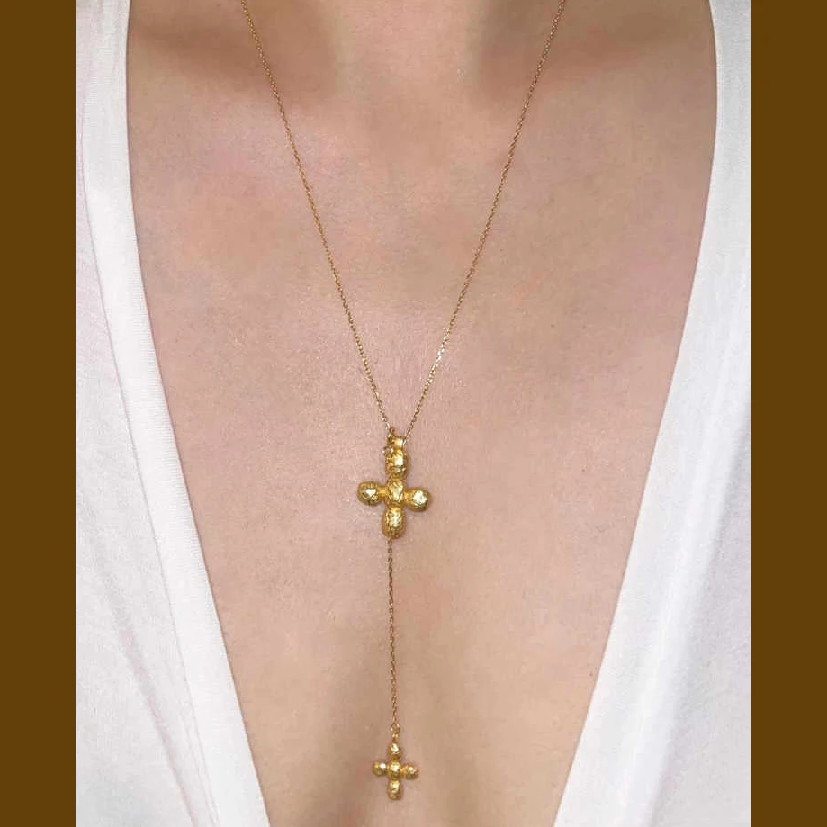 Europa Amerika Groot Hart Dubb - Cross Pendant Necklace Gold recensie en prijs