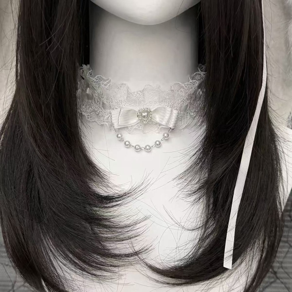 Kanten strik ruche mode choker - Pearl Choker Necklace Vintage recensie en prijs