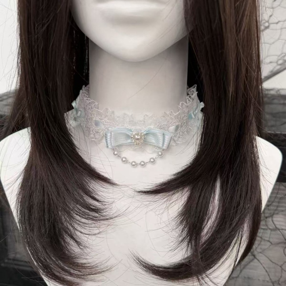 Kanten strik ruche mode choker - Pearl Choker Necklace Vintage recensie en prijs