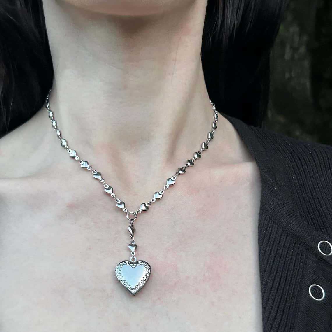 Rozenkrans Lariat ketting met  - Heart Locket Necklace Photo recensie en prijs