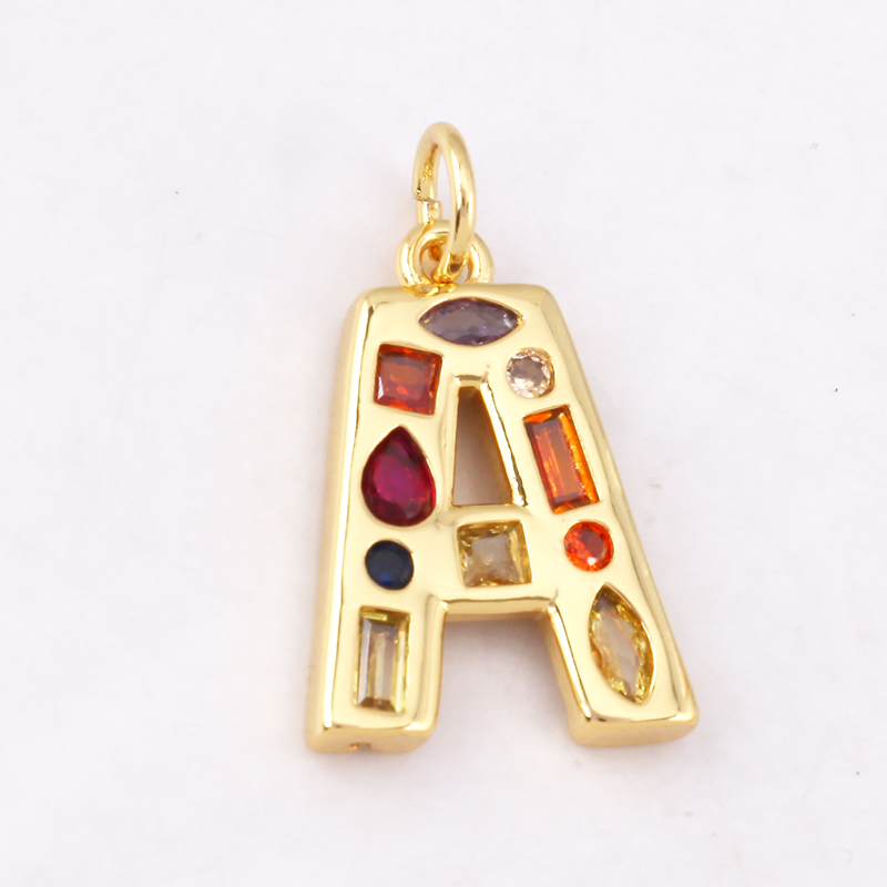 Mode Kleurrijke Zirkoon Echte  - Initial Letter Necklace 18K Gold recensie en prijs