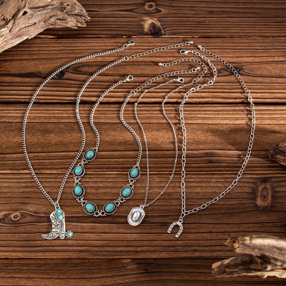 Cowboy Laars Hanger Turquoise  - Layered Pendant Necklace Aesthetic recensie en prijs
