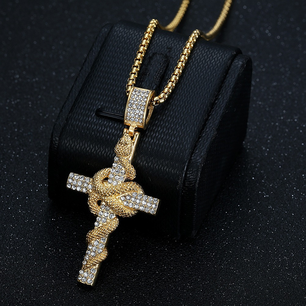Slangpatroon gesneden roestvri - Cross Pendant Necklace Gold recensie en prijs