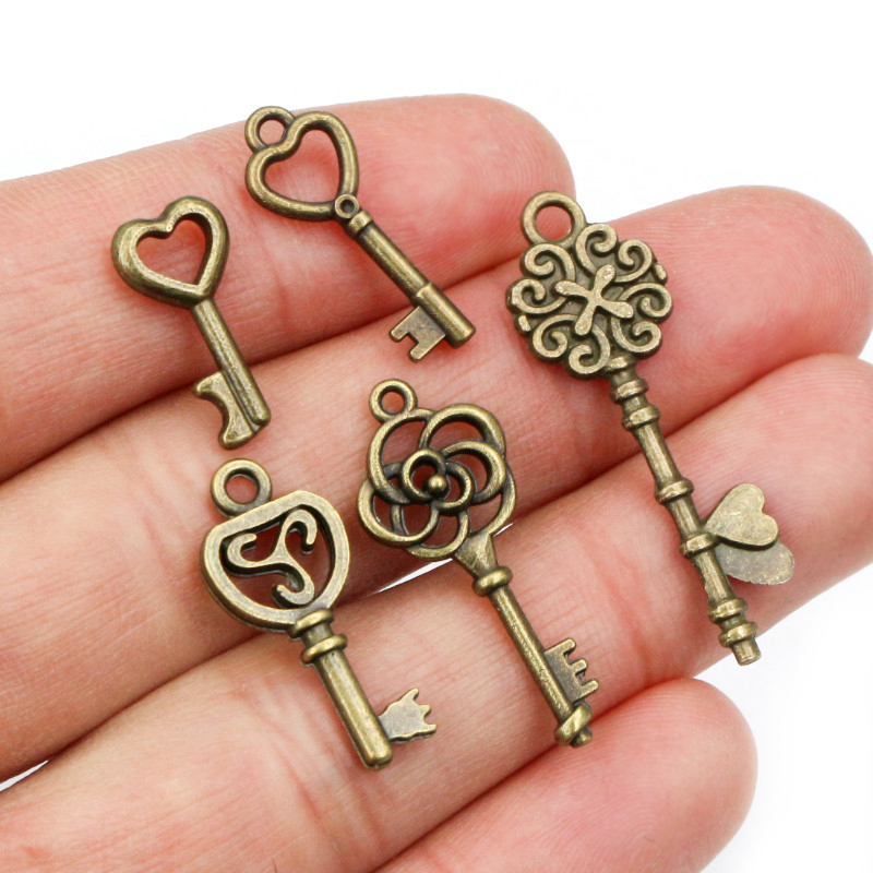 40Pcs Key Bedels Hangers Antie - Heart Locket Necklace Photo recensie en prijs