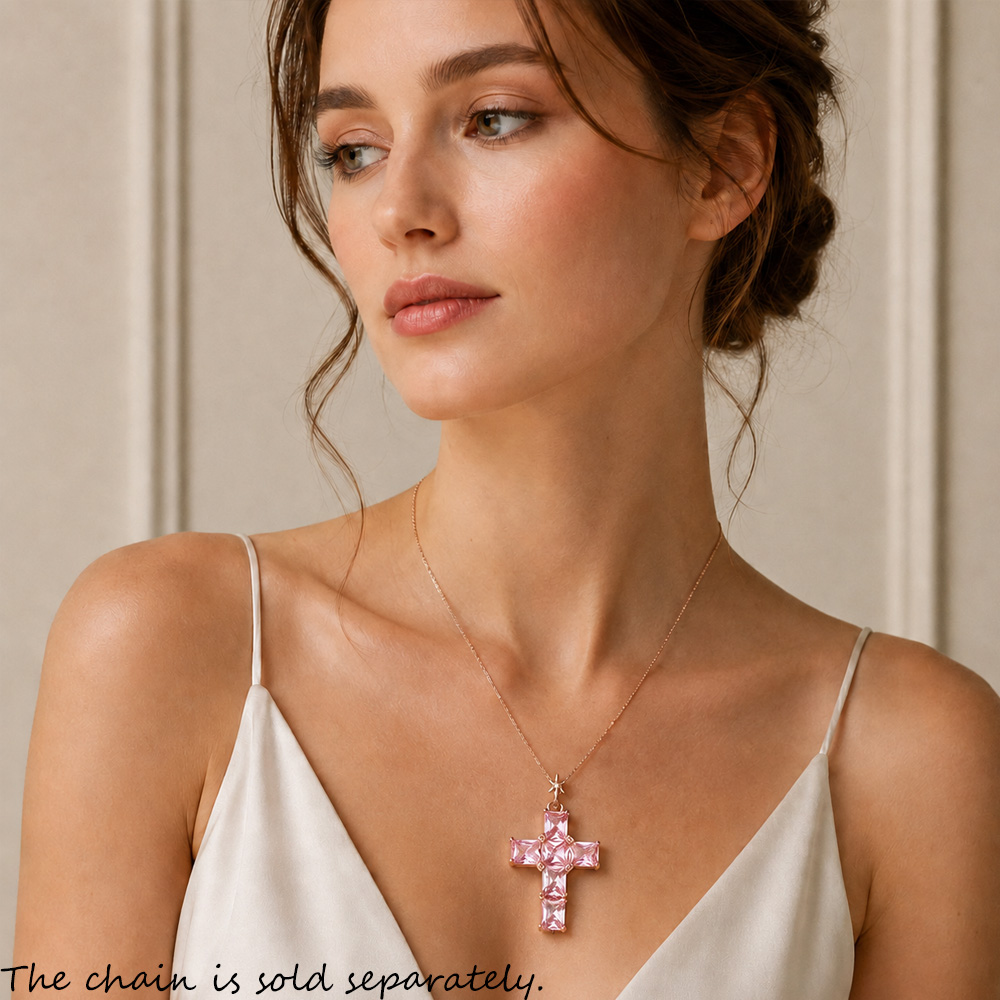 Hanger Kruis Met Roze Stenen E - Cross Pendant Necklace Gold recensie en prijs