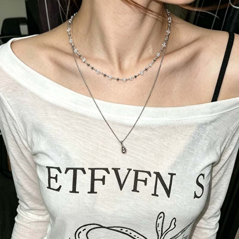 Nieuwe mode waterdruppel hange - Layered Pendant Necklace Aesthetic recensie en prijs
