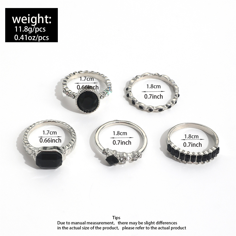 Retro Zwarte Kristallen Stenen - Vintage Punk Knuckle Rings Set recensie en prijs