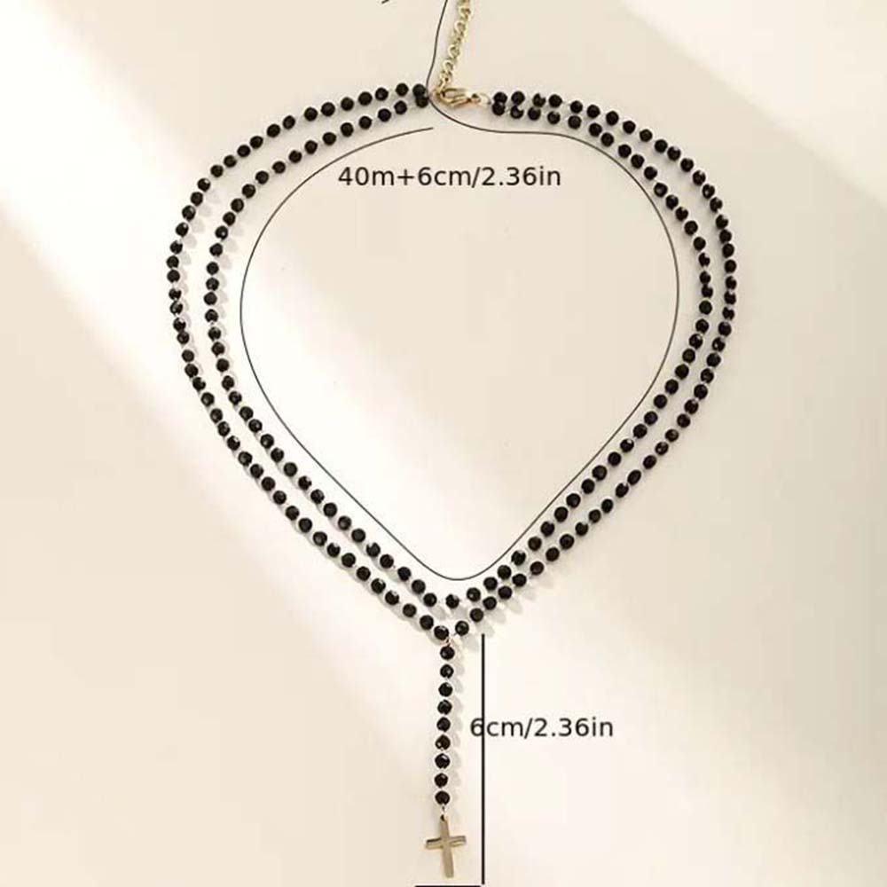 Gotische dubbellaagse zwarte k - Layered Pendant Necklace Aesthetic recensie en prijs