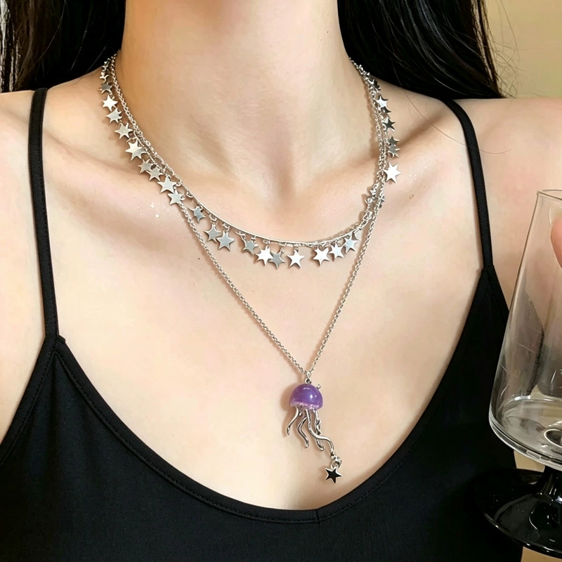 Leuke Paarse Kwallen Oceaan St - Layered Pendant Necklace Aesthetic recensie en prijs