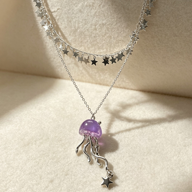 Leuke Paarse Kwallen Oceaan St - Layered Pendant Necklace Aesthetic recensie en prijs