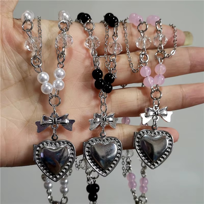 Goth Y2K Hart Medaillon Hanger - Heart Locket Necklace Photo recensie en prijs