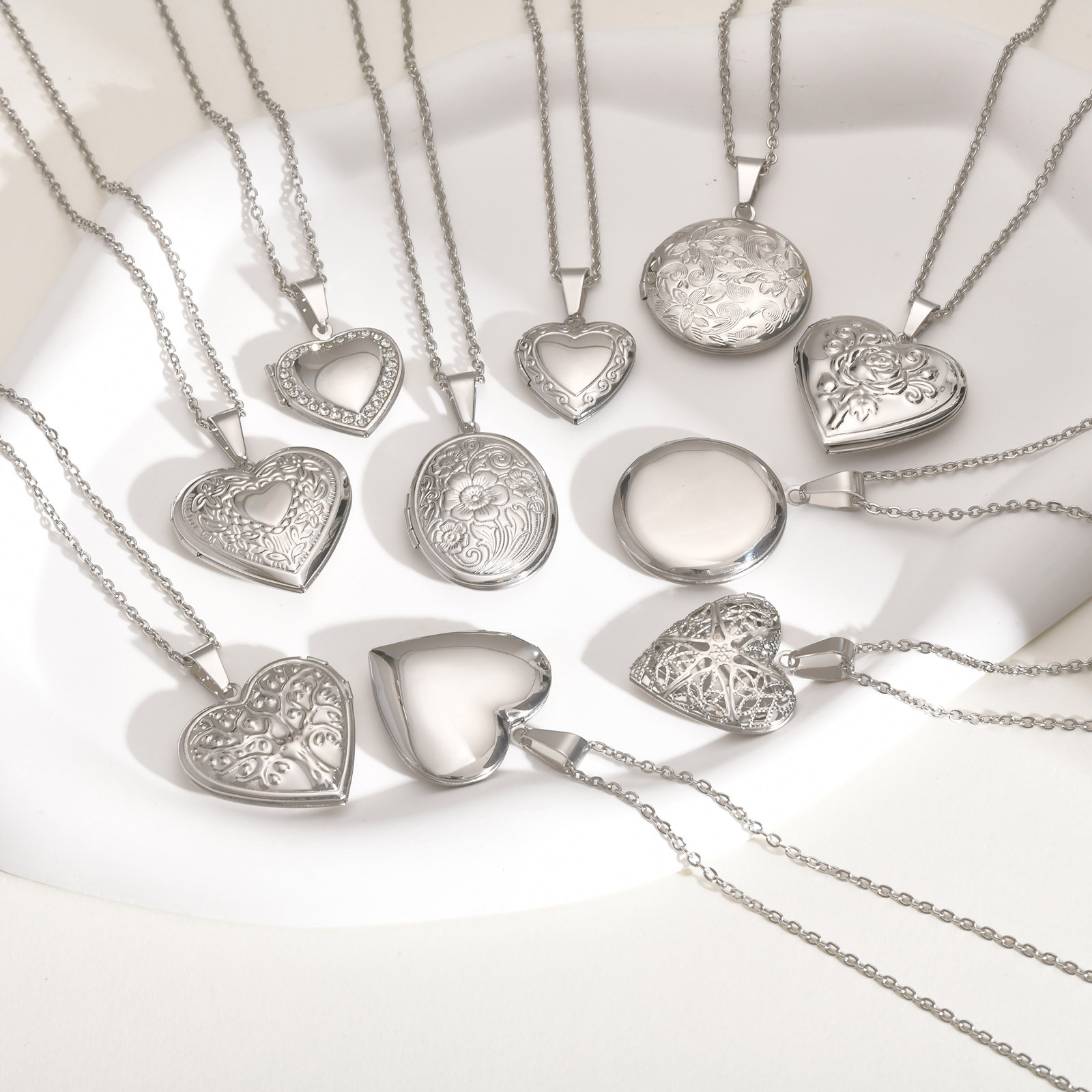 Vnox Nooit Vervagen Zilver Kle - Heart Locket Necklace Photo recensie en prijs