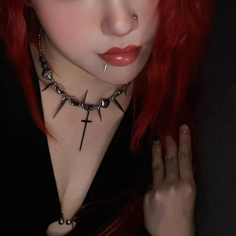 Y2k Subcultuur Spike Cross Riv - Goth Punk Spike Choker recensie en prijs